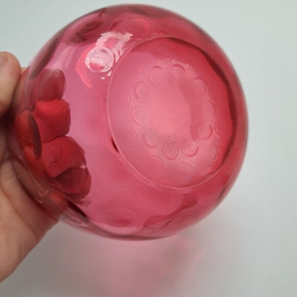 LG Wright Glass Thumbprint Cranberry Bowl - Picture 5 of 9